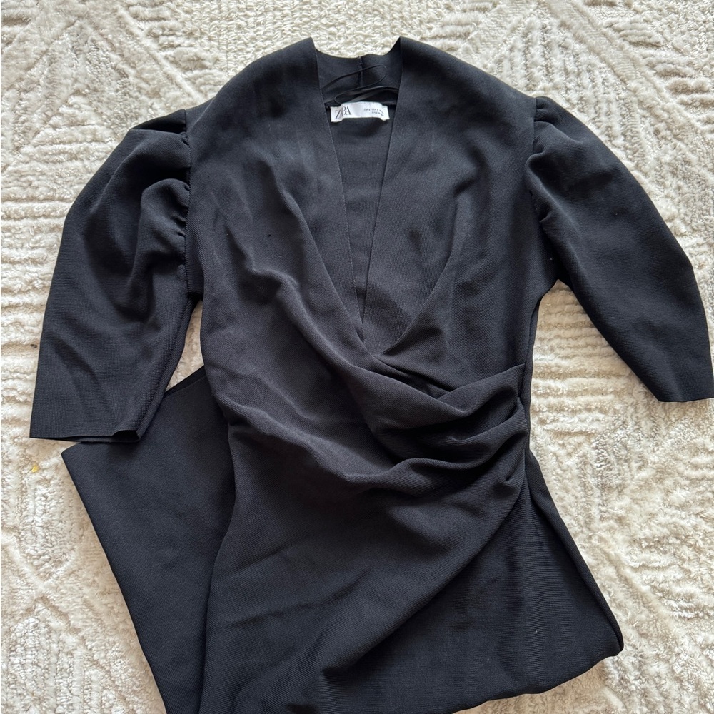 ZARA Black Bodycon Midi Dress